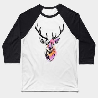 Graphic Reindeer black on watercolor texture Baseball T-Shirt